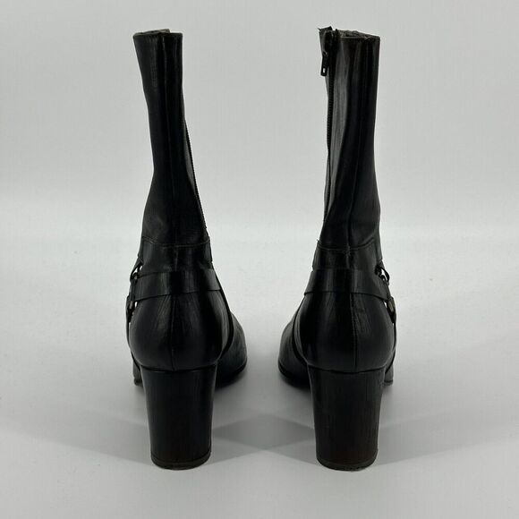 John Varvatos Block Heels Harness Boots F3013204 Sz 9.5 Moto Hand Made In Italy - Picture 4 of 10